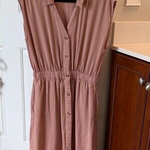 Thread & Supply Button-Down Midi Dress in Mauve